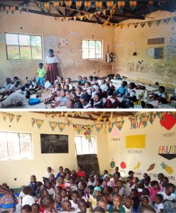 Classroom before and after